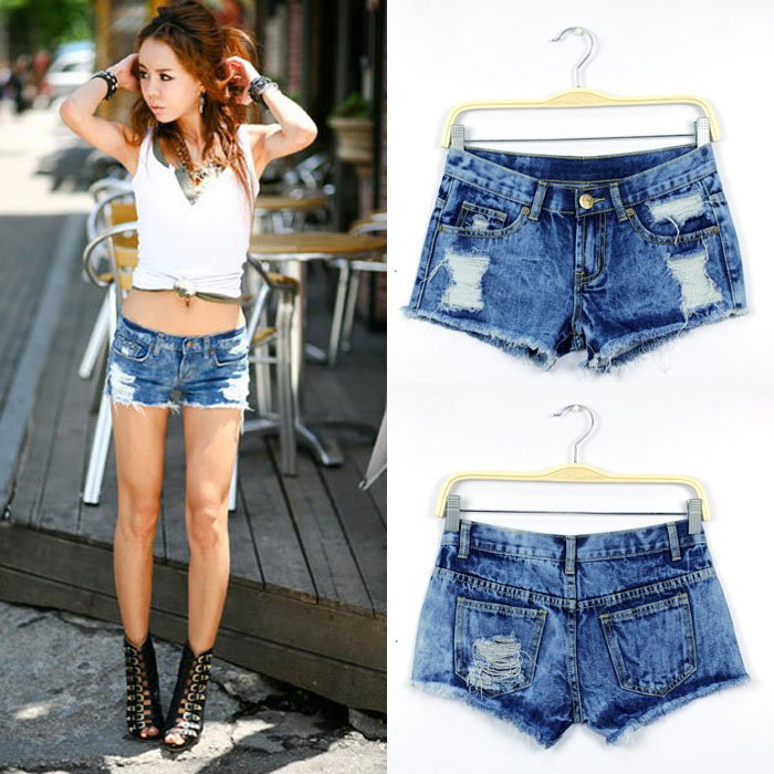 Free Shipping Fashion Distressed  Denim Short Jeans, Hot Pants, 2012  Jeans,  Blue Jeans Pants, Short Trousers,AD9295SK
