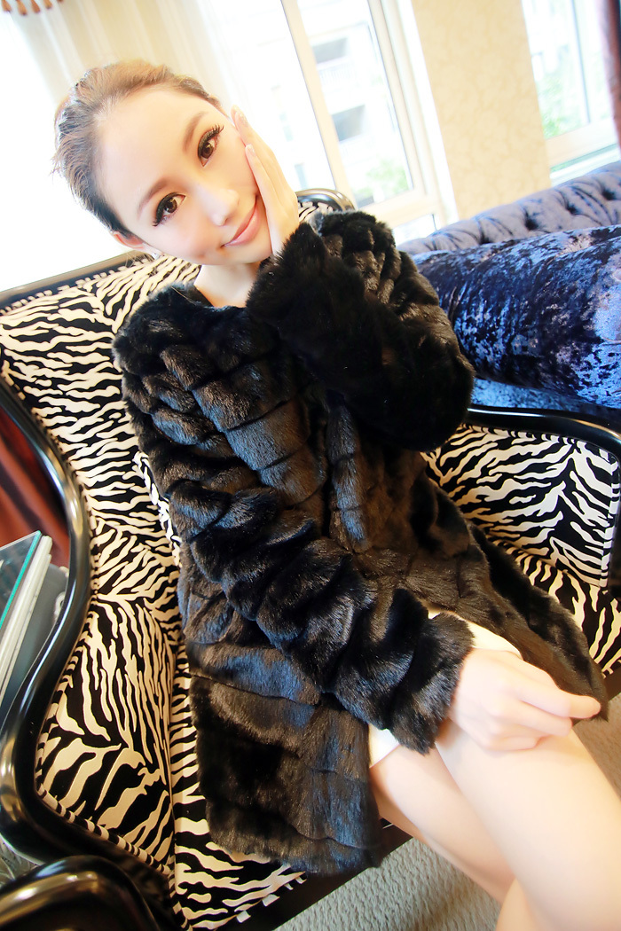 free shipping  fashion eco-friendly wool medium-long fur coat 2012 winter new arrival 8802