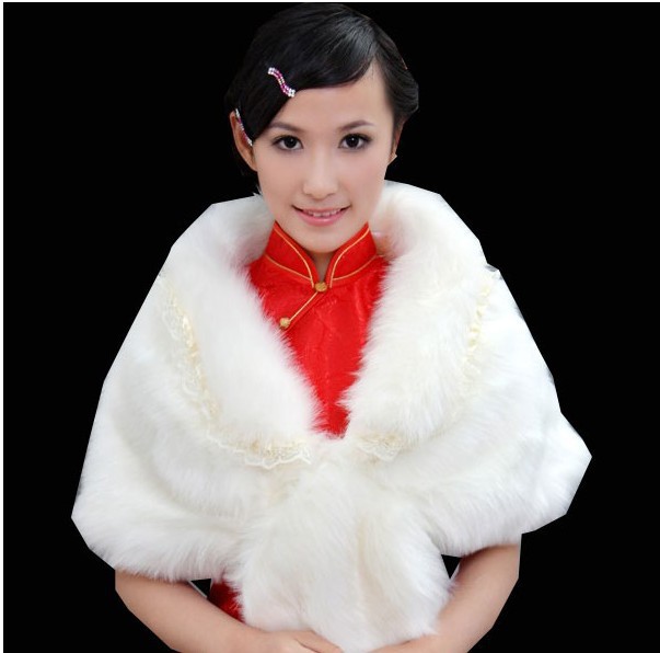 Free  Shipping ! Fashion  Elegant   Ivory   Faux  Fur   Bridal  Jacket  /Wraps /Shawl / Bolero Wedding  Accessories
