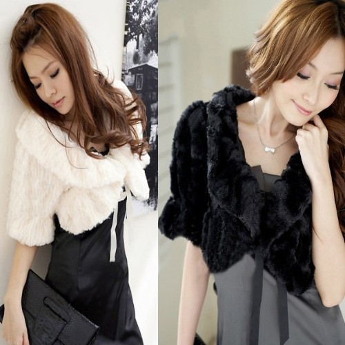 free shipping fashion elegant solid color fur cape / shawl / tippet / stole for winter and Christmas gift (white, black, grey)