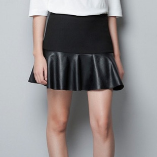 Free shipping Fashion elegant vintage women's end of a single short design leather bust skirt