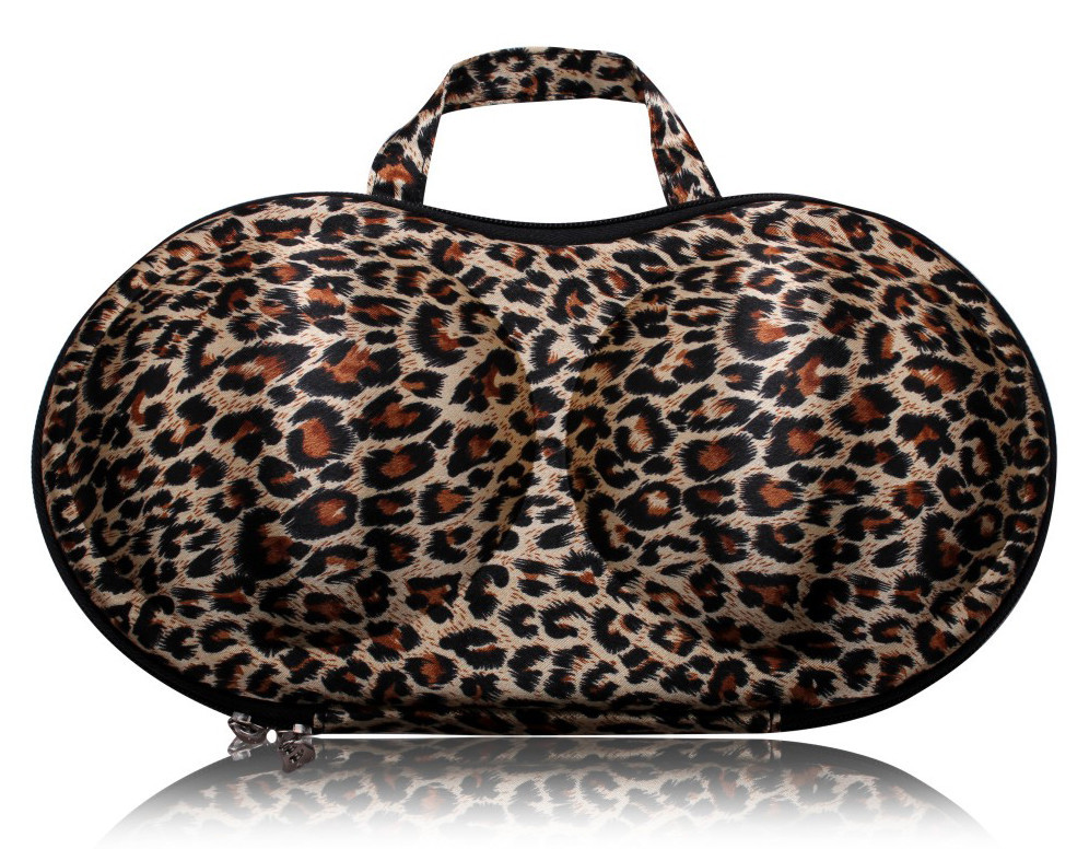 Free shipping Fashion EVA travel bra case in leopard color,bra bag organizer,underwear storage,lingerie bag,bra case