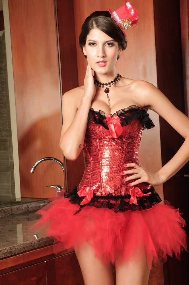 Free Shipping Fashion fashion royal red paillette vest body shaping corset one-piece 5232 - 2 16a