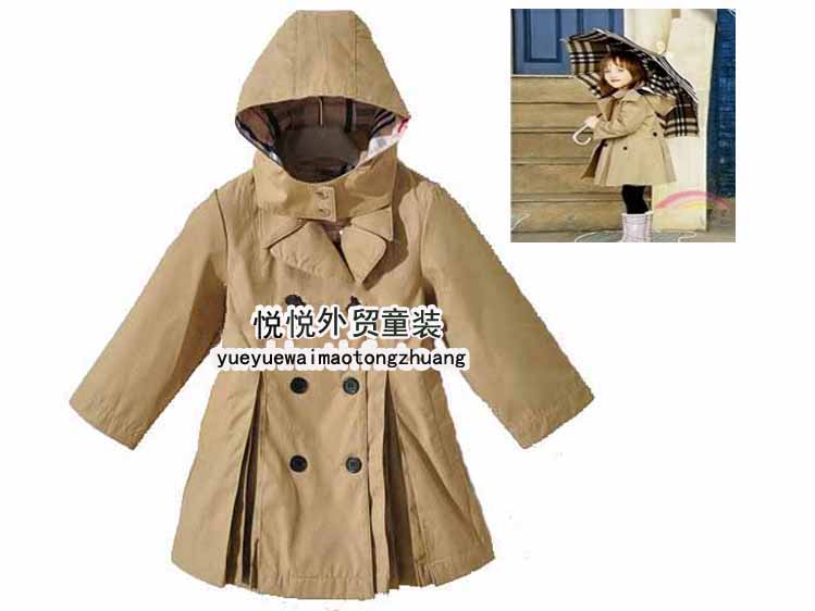 free shipping Fashion female child spring and autumn 2012 fashion child double breasted trench princess outerwear