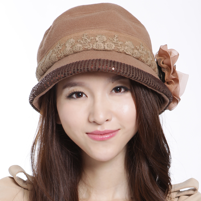 free shipping Fashion female hat autumn and winter lace paillette bucket hat gm275