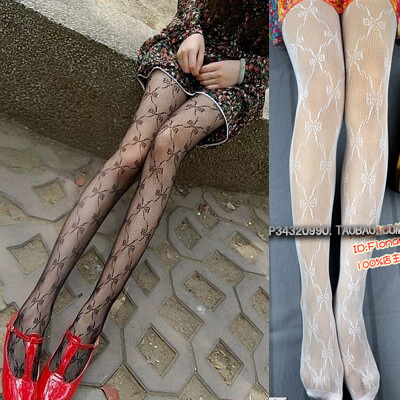Free shipping Fashion fishnet stocks vintages bow fishnet  woman's stockings jacquard lady's stockings
