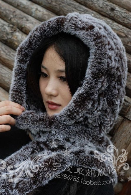 Free shipping Fashion fur scarf hat multi-purpose fur hat rex rabbit hair hat women's