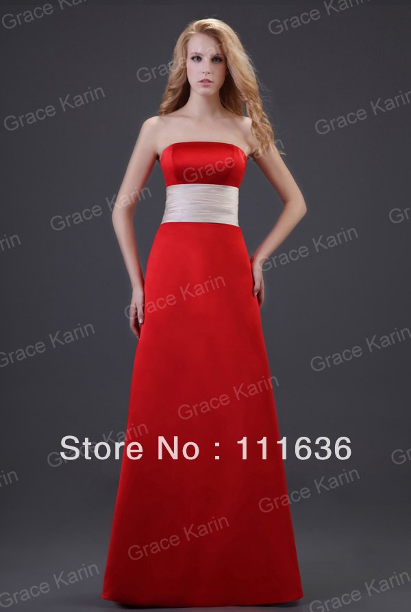 Free shipping fashion GK Stock Strapless Satin Bridesmaid Gowns Ball Party  Evening Prom Dress 8 SizeCL3421