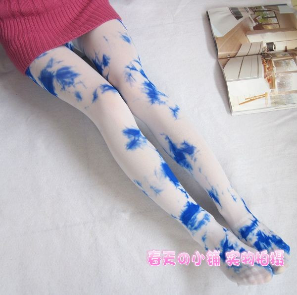 Free shipping Fashion high quality popular tie-dyeing soft comfortable pantyhose inkjet women's stockings 2