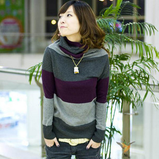 Free shipping fashion hot sell-ing ,loose slim long-sleeve heap turtleneck sweater