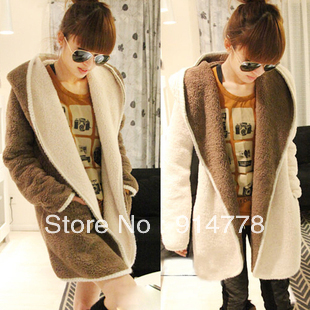free shipping fashion jacket and coat for women cashmere cardigan Hooded Sweater Plush Fleece Jacket beige ang camel color