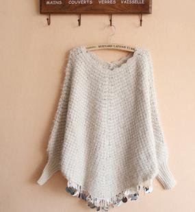 free shipping fashion korean women sequined loose sweater batwing sleeve plush sweater plus size designer outerwear