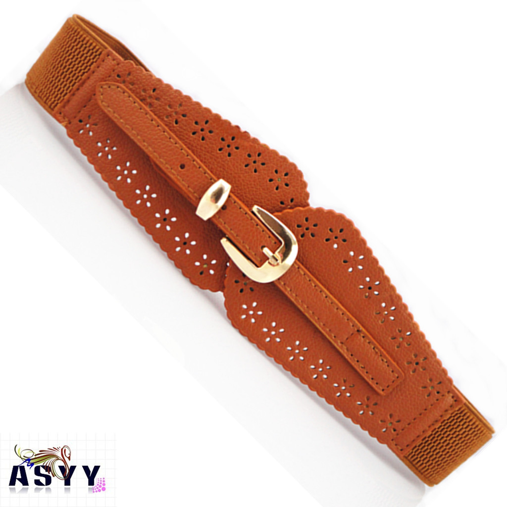 Free shipping Fashion Ladies Belt Cutout Elastic Wide PU Leather All-match South Korea Style Women's Waist Wholesale/Retail