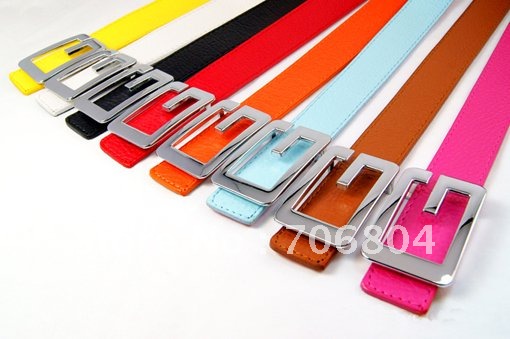 [free shipping ] Fashion ladies belt ,fashion women's leather belts ,H and G buckle 6pcs/lot, 8color for choose