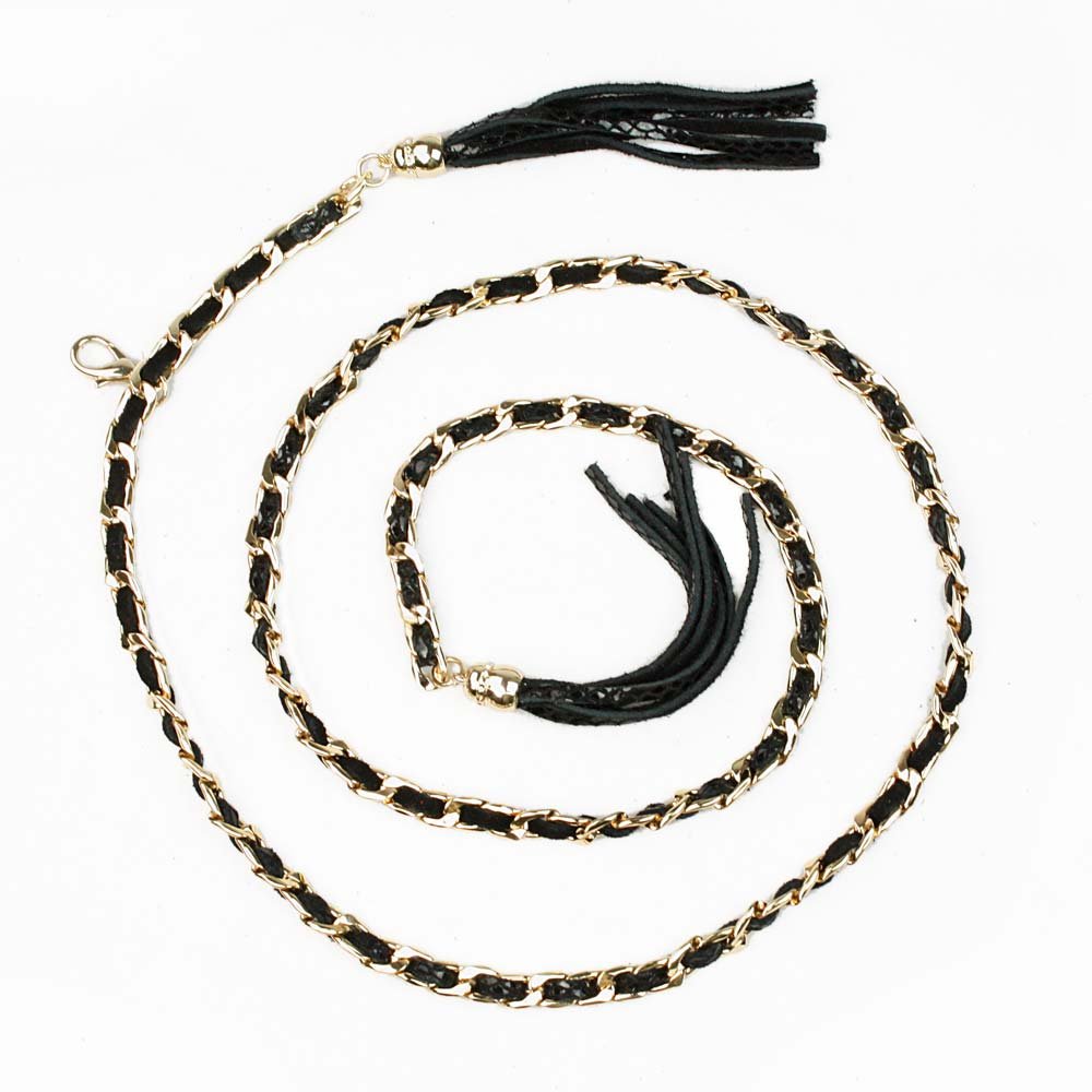 Free shipping fashion ladies belts Women Tassel Genuine Leather Chain Woven Hip Belt Skinny Belt yjuBT-D056gh