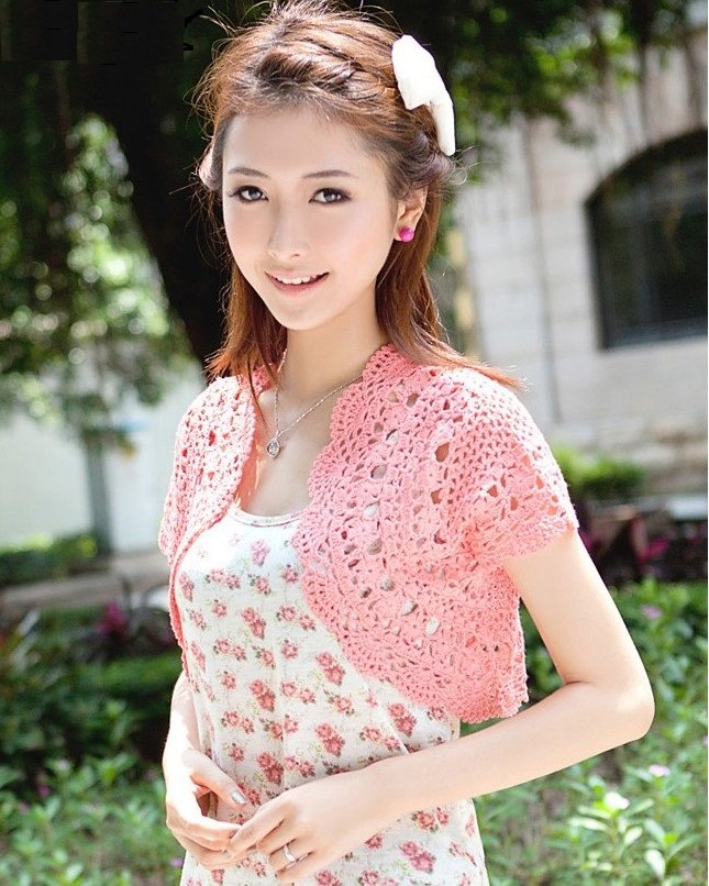 Free shipping Fashion Lady Crochet shrug - 100%handmade - Shoulder :37 cm Length : 37 cm - 100% cotton - retail : 15 USD / PC