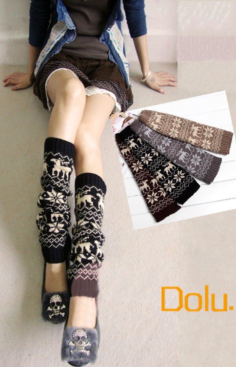 Free Shipping Fashion Lady Women Leg Warmer Footless Knee High Winter Cotton Knit Socks Colors
