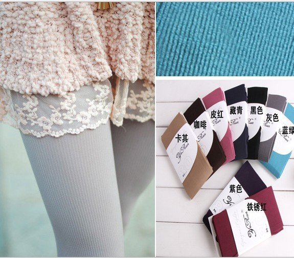 Free shipping Fashion ladys Winter New Style Knitting Pantyhose Tight leggings Sock 9Color select