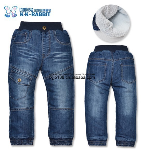 Free shipping, Fashion leisure  thickening  children jeans wholesale (for 90-130CM 5 PCS/Lot)