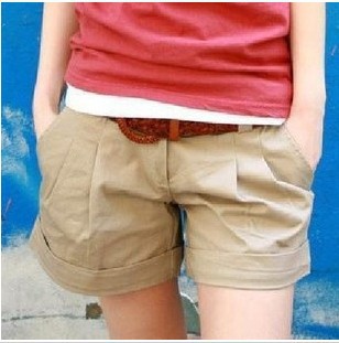 Free Shipping!Fashion leisure wild one-third of curling solid color shorts leisure shorts