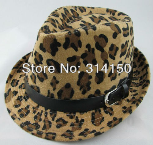FREE SHIPPING----fashion leopard print man/women fedora hats popular stylish retro woolen felt hats four seasons wear 1pcs h2608