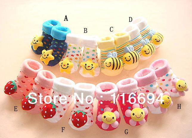 Free shipping Fashion/Lovely/Neonatal//toy/Cotton stereo baby socks infant non-slip rubber-soled doll socks 10pair/lot AS816