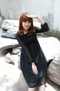 Free shipping  fashion maternity chiffon one-piece dress maternity autumn maternity formal dress MD75