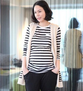 Free shipping! Fashion maternity clothing clothes summer summer top 100% cotton t-shirt long sleeve length y