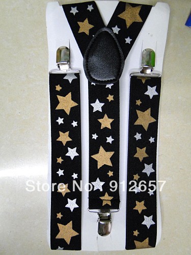 Free Shipping,Fashion men and Women's Elastic Clip-on print with colorful stars Suspenders,Width 2.5cm,2013 new style