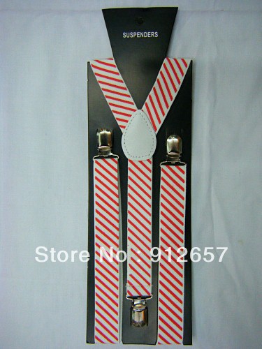 Free Shipping,Fashion men and Women's Elastic Clip-on print with red strip Suspenders,Width 2.5cm,2013 new style