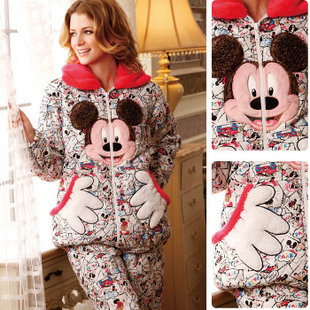 Free Shipping fashion MICKEY cotton-padded thickening women's lounge sleepwear z3621 Sleep & Lounge