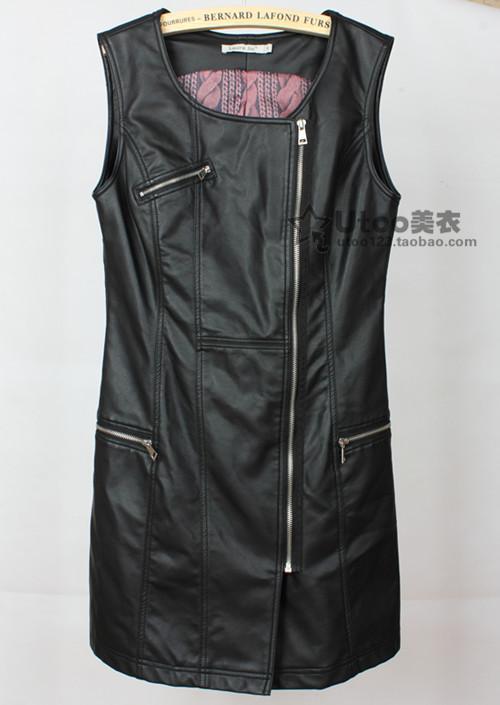 Free shipping Fashion mochlzoly2012 women's slim oblique zipper slim hip leather skirt one-piece dress
