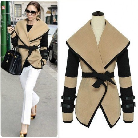 Free shipping Fashion Patchwork Newest Formal OL Spring  Ladies Outerwear Trench Coat Polyster With Sashes Women's Jacket