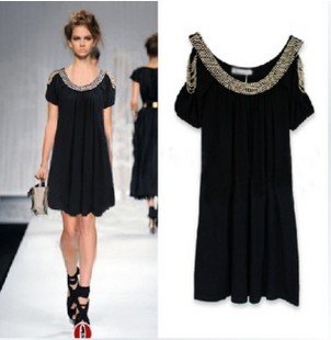 Free shipping-Fashion   Pearl decorated dresses/women's one-piece-best quality