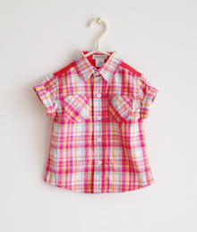 free shipping fashion plaid male female child baby short-sleeve plaid shirt children's clothing t-shirt