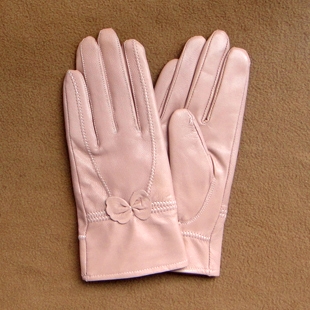 free shipping fashion Plane gentlewomen bow repair genuine leather gloves Women women's beautiful leather golves