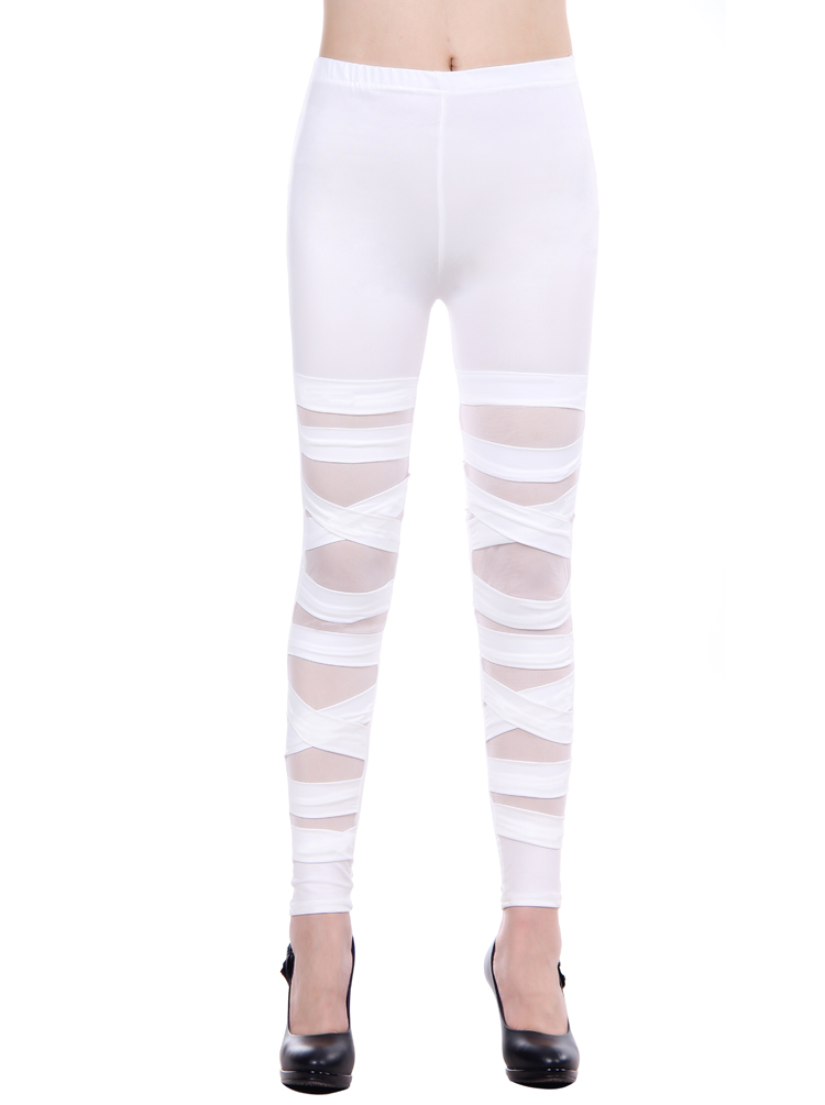 Free Shipping Fashion popular white faux leather cutout white legging 79019 - 1 16a