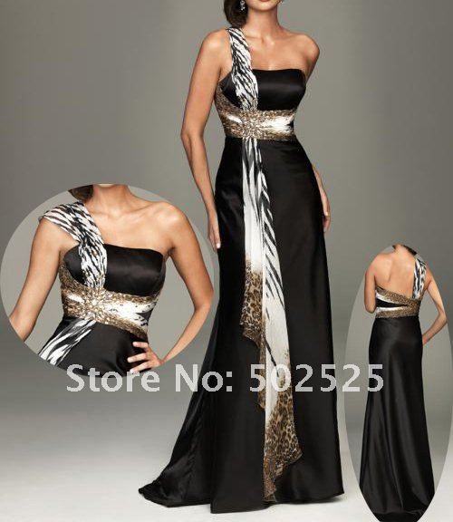 Free Shipping Fashion Printing fabirc one-shoulder Celebrity prom Dresses OL101589