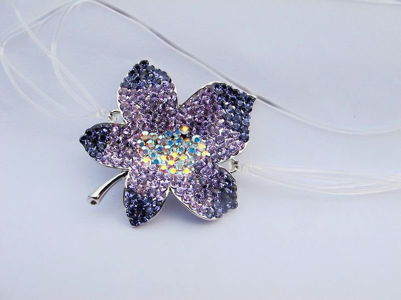Free Shipping Fashion Purple Removable Metal Flower Women Bra Straps Belt With Crystal Stone