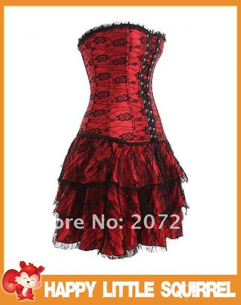 Free Shipping Fashion Red Sexy corset buiter Corsets Dress body shaper Lingerie+G-string push up Dresses