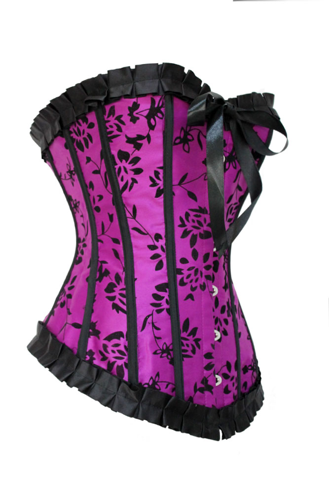 Free Shipping Fashion royal vest body shaping corset purple flock printing embroidery lacing 5254 - 2 16a