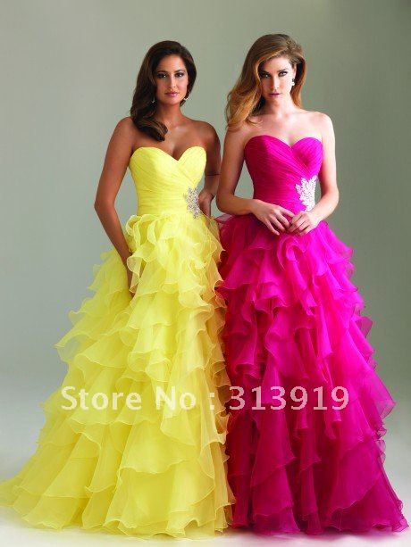 free shipping  fashion  ruffled puffy prom dress 2012  wholesale price