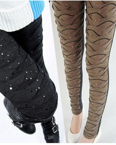 Free Shipping Fashion Scale Pleat Faux Leather Leggings Shinny Sequin Tights Slim Ladies Pants