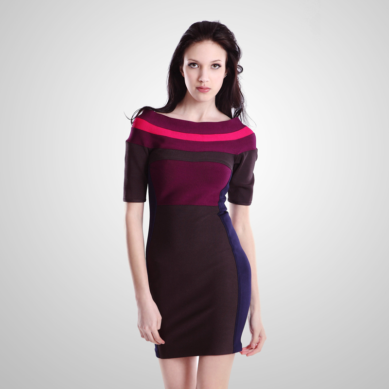 FREE SHIPPING! Fashion Sexy Elegant Purple Black One-piece Bandage Dress Slim Evening Dresses D0736#
