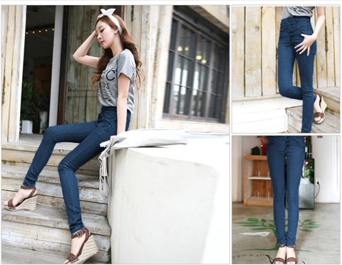 Free shipping  fashion skinny   high waist lady's denim jeans pencial pants
