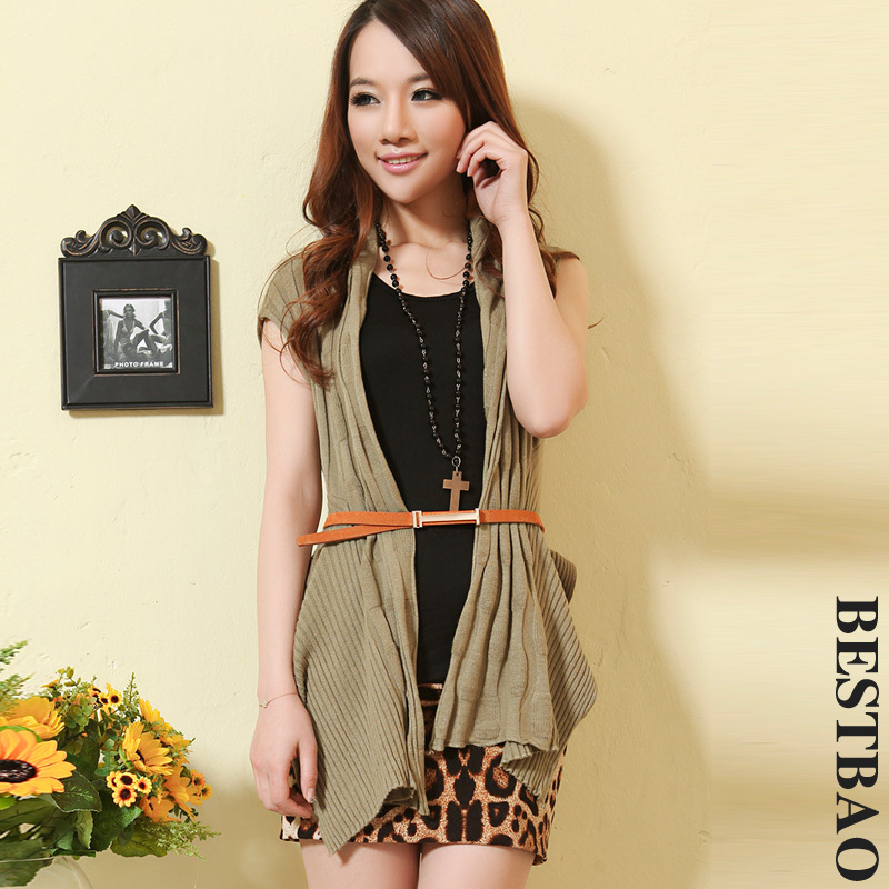 free shipping Fashion sleeveless cardigan irregular sweep new arrival bestbao female 9428