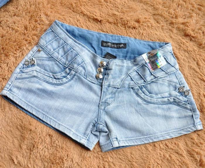 Free Shipping Fashion snow light blue . ultralarge female elastic denim shorts 0.3kg