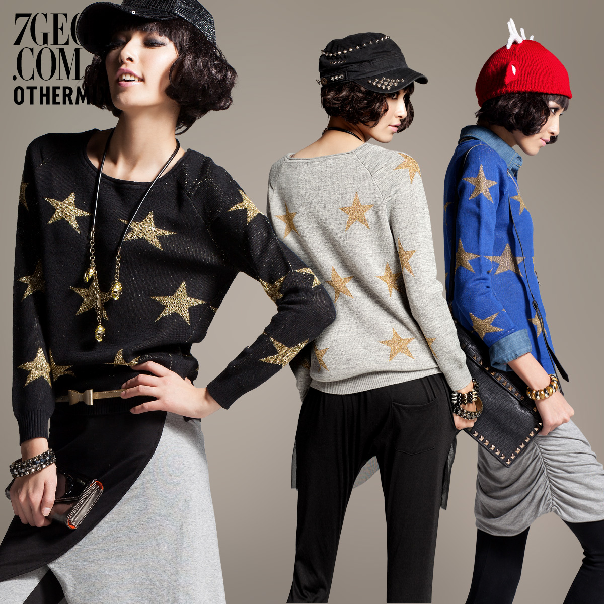 free shipping Fashion spring and autumn long-sleeve pullover sweater outerwear women's loose sweater 3mm1006d Quality Assurance