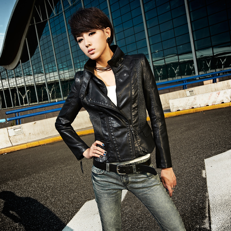 free shipping Fashion stand collar slim small leather clothing street fashion short design leather clothing female 21g3732