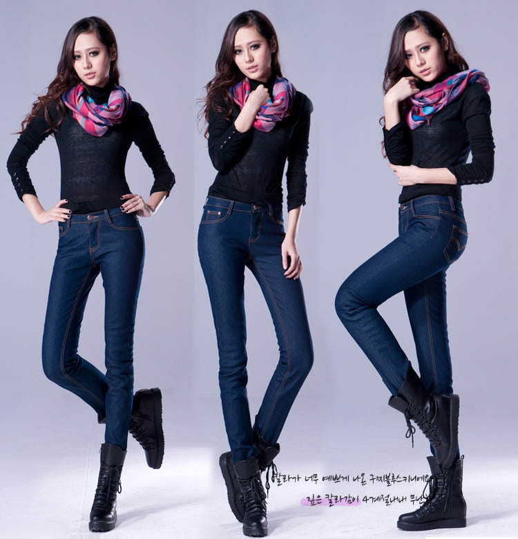 Free Shipping Fashion Straight Slim Pencil Jeans Pants,women Jeans 2013 Brand, Black/Blue Jeans Woman JD960LK